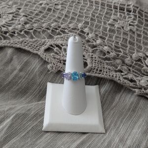 Blue and Purple Bohemian Ring with Silver Setting